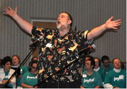 Nick Page leads everyone in song Nick Page leads everyone in song